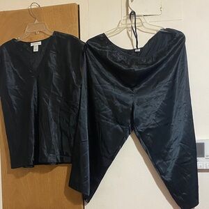 Black Satin Pajama Set